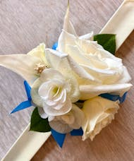 White Corsage with Accent Ribbon